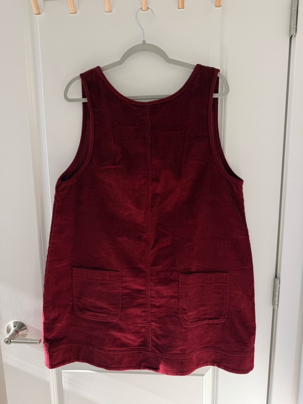 Corduroy Sleeveless Pinafore Dress in Deep Wine